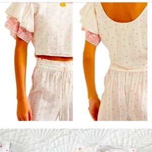 Gently warn/like new LOVESHACKFANCY Christine Polka Dot Crop Top Medium NEW